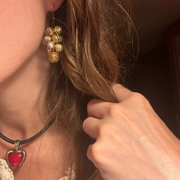 Bohemian Gold Cluster Earrings - Picture 3 of 3